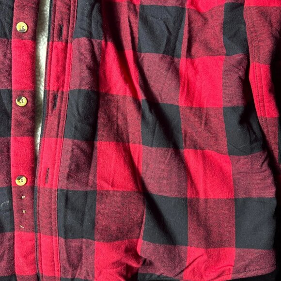 Red Head Men's Shirt Jacket Red Black Flannel Plaid Sherpa Lined Size 2XL - Picture 11 of 13